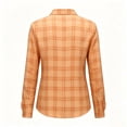 thumbnail image 4 of Women Lapel Button Long Sleeve Plaid Shirt Top, 4 of 5