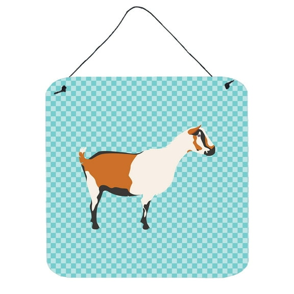 Carolines Treasures BB8054DS66 Alpine Goat Blue Check Wall or Door Hanging Prints, 6 x 6 in.