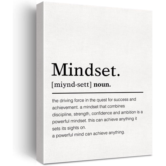 Mindset Definition Canvas Wall Art Motivational Mindset Quote Canvas Print Painting Office Home Wall Decor Framed Gift 12x15 Inch