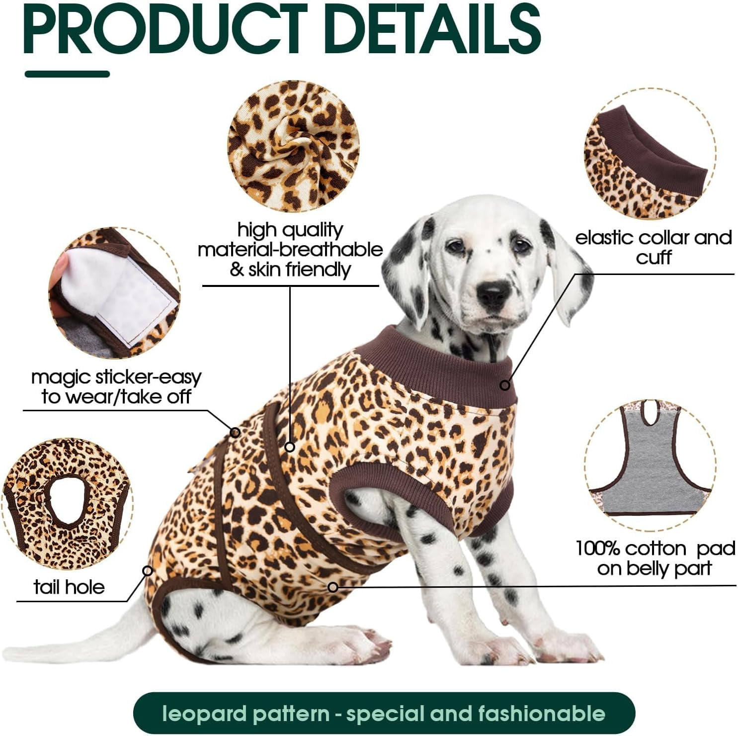 Kuoser Dog Surgical Recovery Suit, Recovery Suit for Female Male Dogs after Surgery, Brown, XL