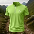 thumbnail image 1 of Blusa y camisa de manga corta con cuello alto para hombre, de verano, de color liso, ajustada, deportiva, con cremallera, de manga corta, con cuello alto., 1 of 5