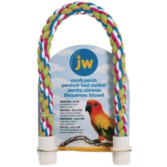 JW Pet Flexible Multi-Color Comfy Rope Perch 21 Inch [Bird, Perches Plastic & Other] Medium 1 count