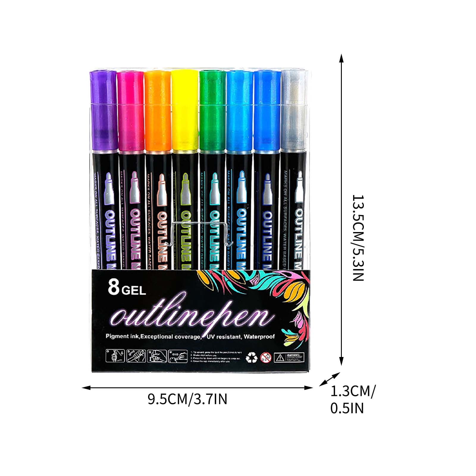 WYBXZ Double Line Outline Markers, Marker Pens, Double Line Paint Pens Self Outline Markers, for Drawing Coloring, Christmas Card Writing, Birthday Greeting, 8ml