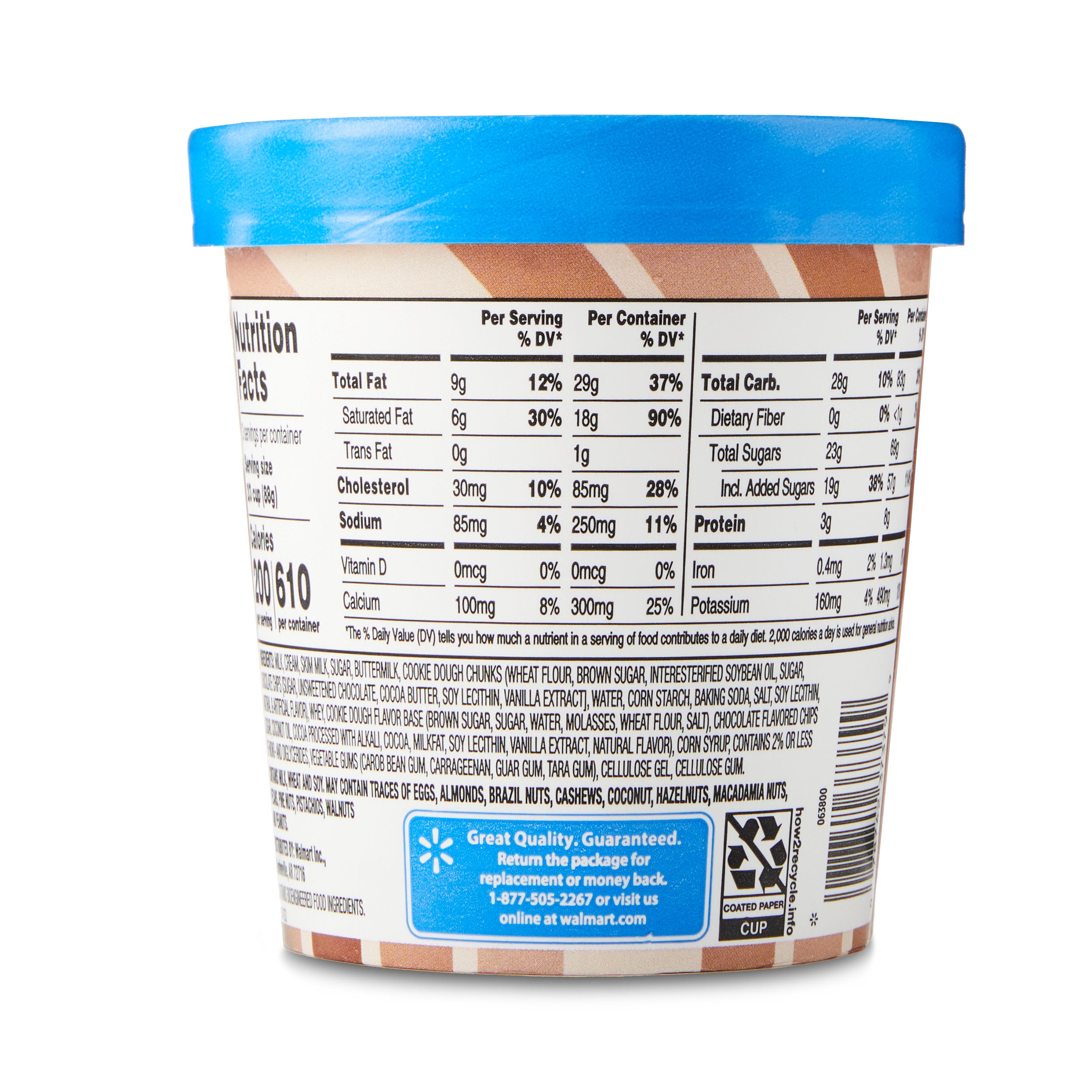 Great Value Chocolate Chip Cookie Dough Ice Cream, 16 fl oz
