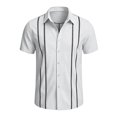 thumbnail image 3 of SHTXOZHI Men's Cuban Guayabera Shirt Short Sleeve Button Down Plus Size Shirts Wedding Summer Beach Tops, 3 of 6