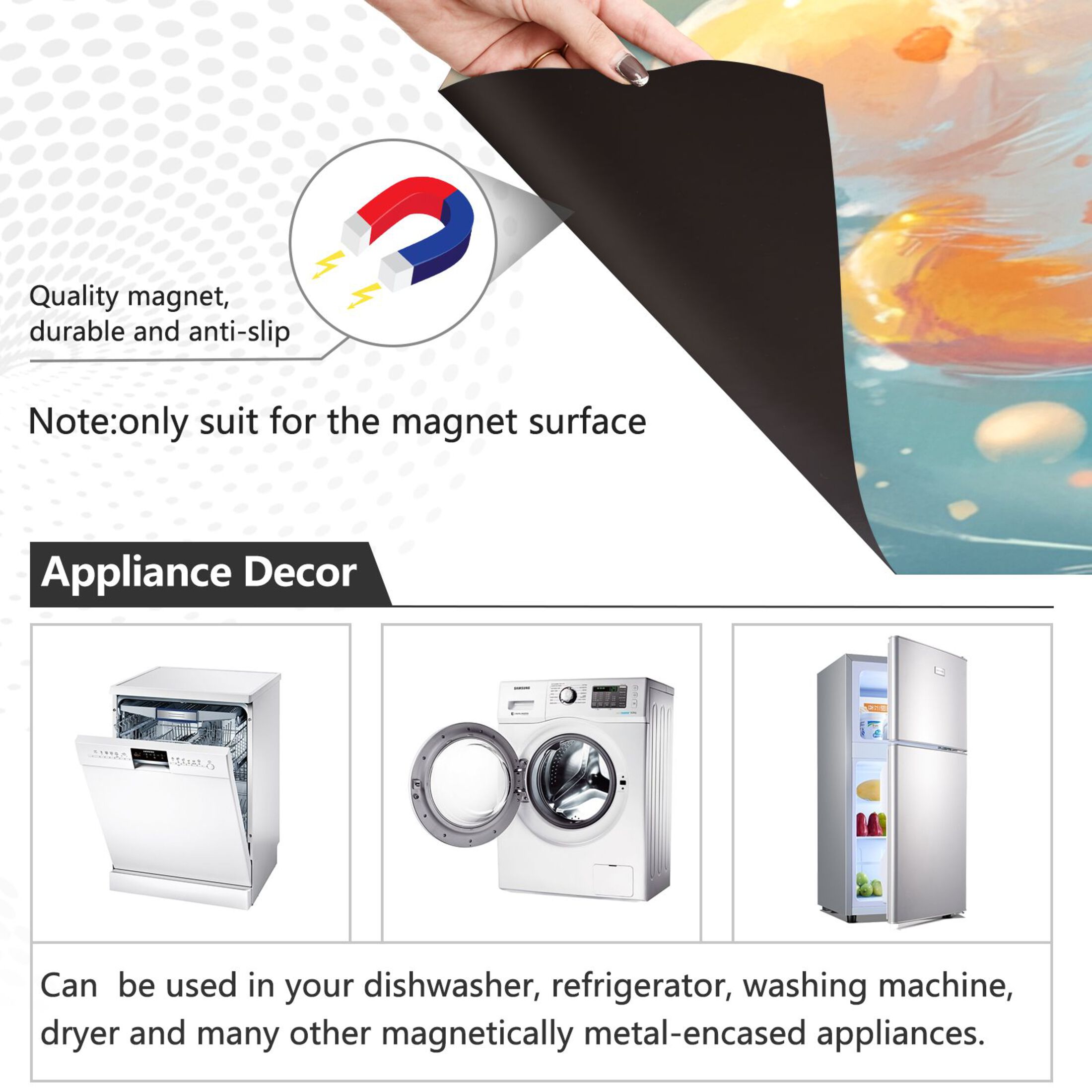 Dishwasher Magnetic Sticker 23x26 Inch Refrigerator Magnetic Sticker Washing Machine Magnetic Sticker Kitchen Panel Magnetic Sticker Home Decor Lovely Cartoon Orange Cat
