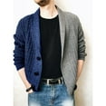 thumbnail image 3 of Mens Sweater Jacket Mens Color Block Knitted Jacket Single Breasted Long Sleeve Sweater, 3 of 3