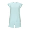 thumbnail image 5 of Shorts Sets for Women Texture Cap Sleeve Tops Matching Drawstring Shorts Casual Loose Workout Outfits Sweatsuit, 5 of 9