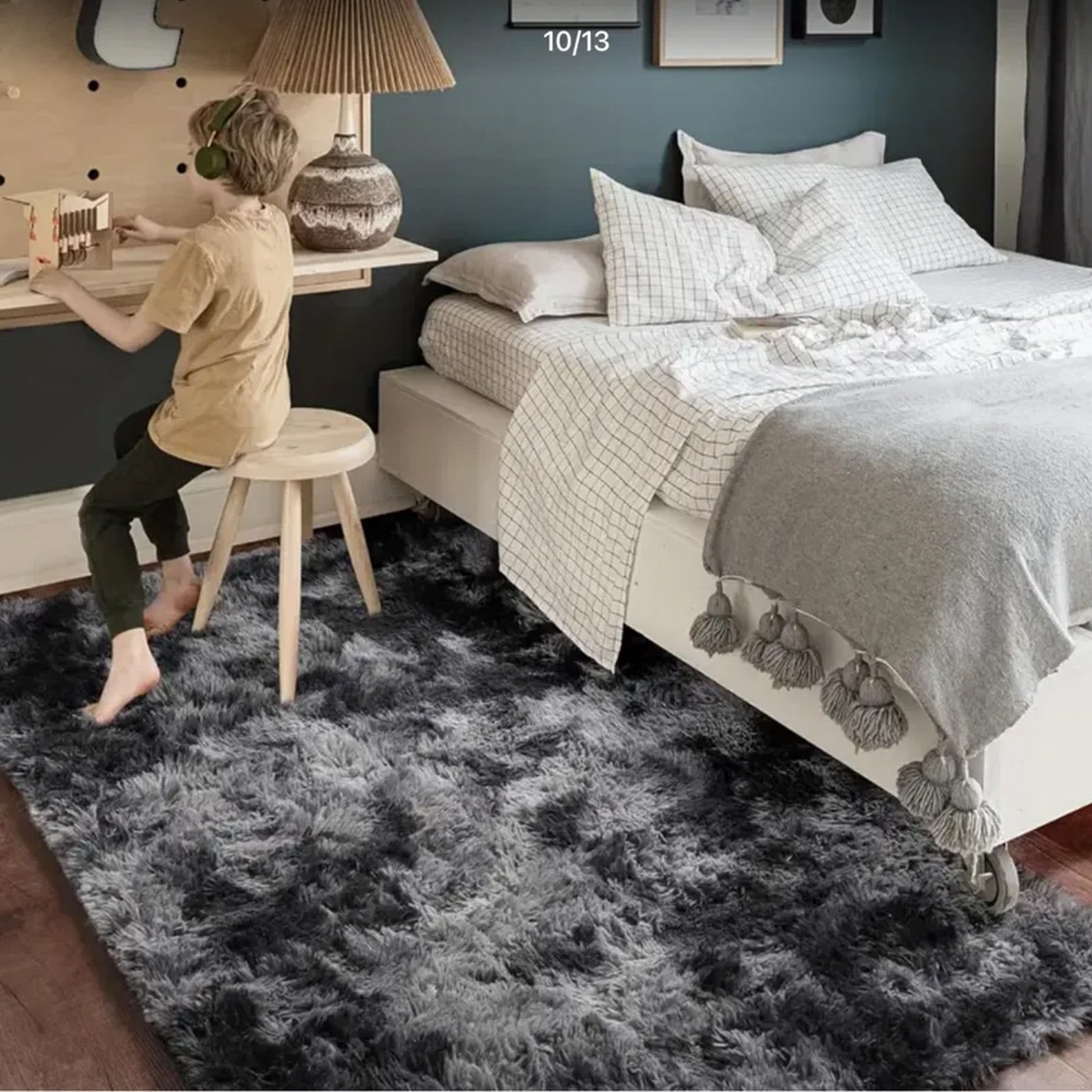 SUSUZI 5 x 7 ft Shaggy Area Rugs for Bedroom Living Room Modern Large Fluffy Floor Rugs Plush Soft Carpet Rugs Home Décor, Charcoal Gray