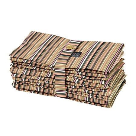 

S4Sassy Brown Vertical Stripe Tea Napkins Dinner Napkins Printed Holiday Tablecloth Kitchen Napkins