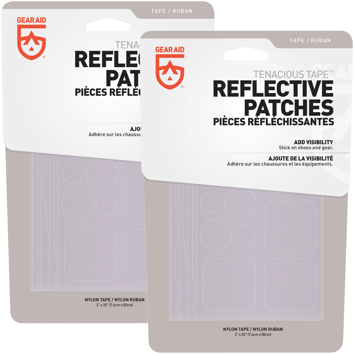 Gear Aid Tenacious Tape No-Sew Peel and Stick Reflective Patches - 2-Pack