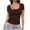 Brown-02, variant on Mittory Women's Casual Short Sleeve Square Neck Summer Tops Ribbed Knit Slim Fit Tee Shirts