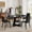 BlackBeige4Pcs, variant on Katboc 43.3-59" MDF Extendable Round Dining Table Set with et of 4/6 Faux Leather Dining Chairs,Storage Shelf for Kitchen, Dining Room, Living Room