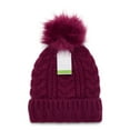 thumbnail image 2 of Time and Tru Women's Cable Pom Cuff Beanie, One Size Fits Most, Wine, 2 of 2