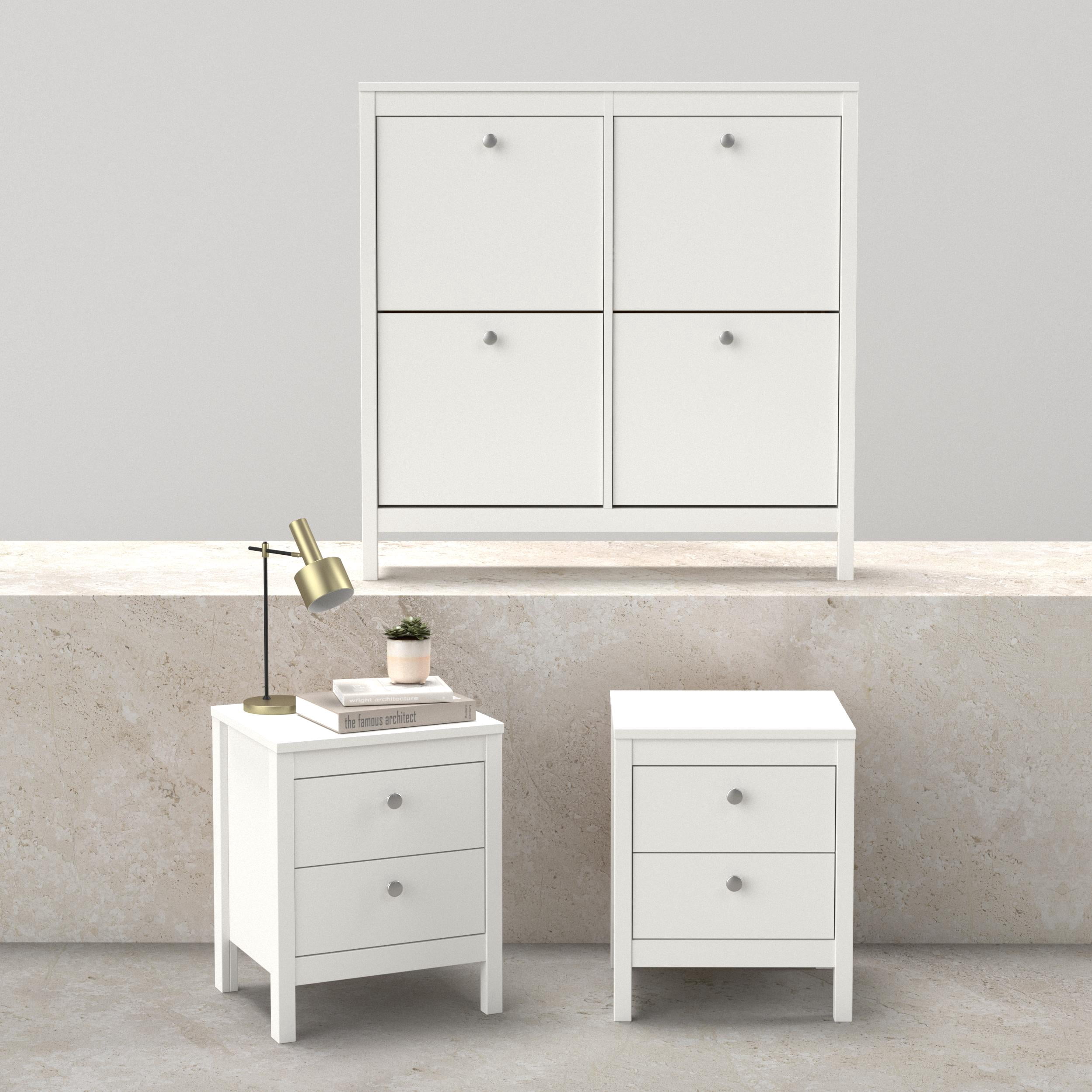 Tvilum Madrid 3-Piece Bedroom Storage Set with Shoe Cabinet, White