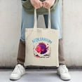 thumbnail image 2 of Vibrant Pink Fish Tote Bag with Colorful Underwater Plants & Flowers ' ACQUARIUM ' in Blue Perfect for Shopping & Travel, 2 of 4