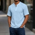 thumbnail image 2 of Mens Lightweight V Neck T-Shirts Summer Short Sleeve Plain Tees Casual Hippie Single Button Henley Shirt, 2 of 9