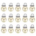 thumbnail image 1 of Unique Bargains 10mm Faux Pearl Pendants Drops, 100 Pack Round Imitation Pearl Beads with Rhinestone, Silver Beige, 1 of 6