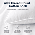 thumbnail image 5 of East Coast Bedding 100% Down 600 Fill Power Bed Pillow, 400 Thread Count Cotton Shell - Soft Loft, King, 1-Pack, 5 of 8