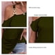 thumbnail image 5 of Mujer Solo Hombro Frío Dobladillo Superior Plisado Color Puro Ajuste Suelto Verano Casual Camiseta OD Verde M, 5 of 6