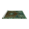 thumbnail image 2 of Ahgly Company Machine Washable Indoor Square Persian Turquoise Blue Traditional Area Rugs, 7' Square, 2 of 4