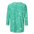 thumbnail image 5 of BiZtdJrK Womens Summer Dressy Casual Shirts Fashion Sparkly Sequin Print 3/4 Sleeve Shirt Loose Crewneck Pullover Blouse Mint Green M, 5 of 6