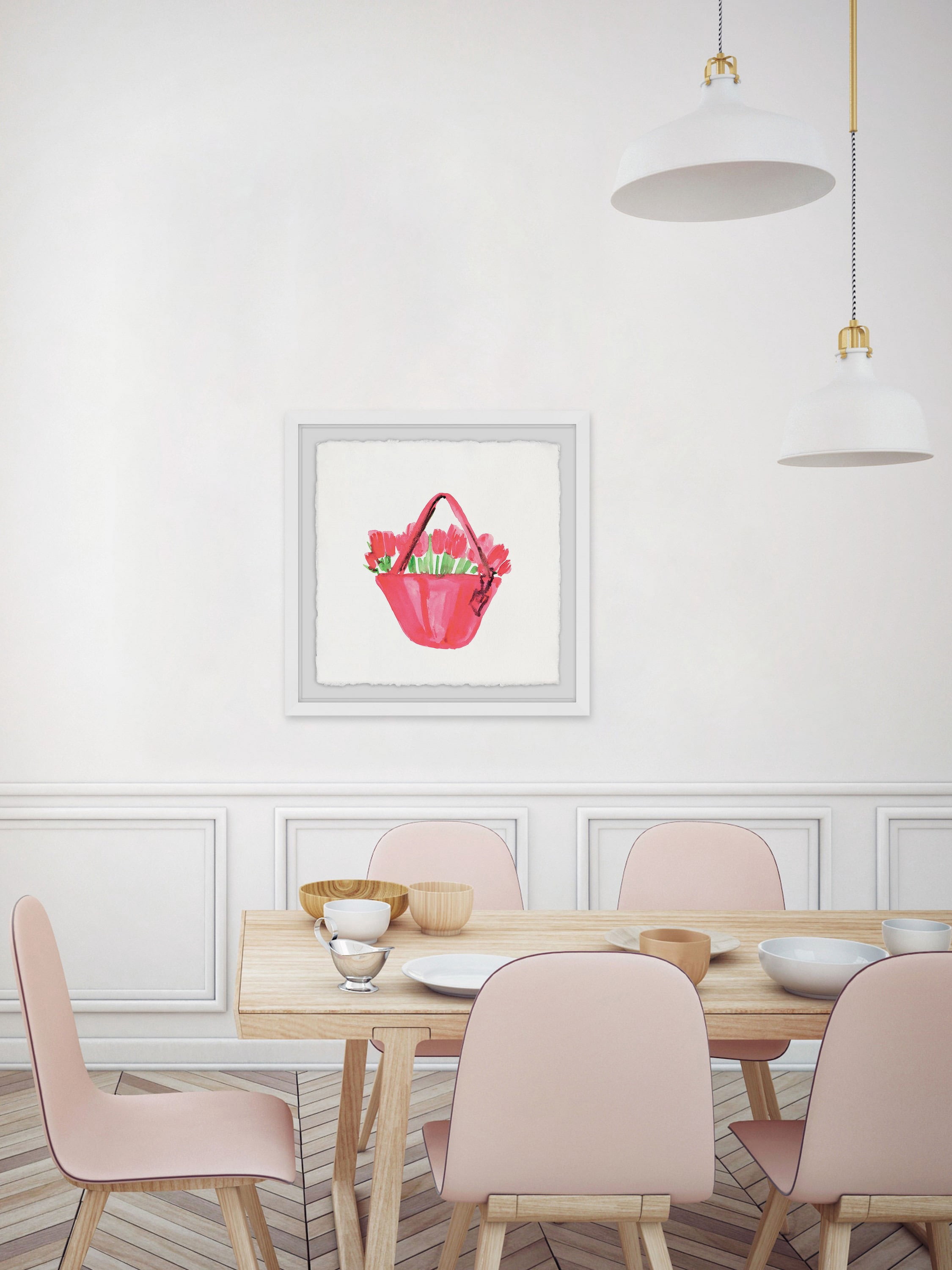 Pink Rose Bag Framed Painting Print