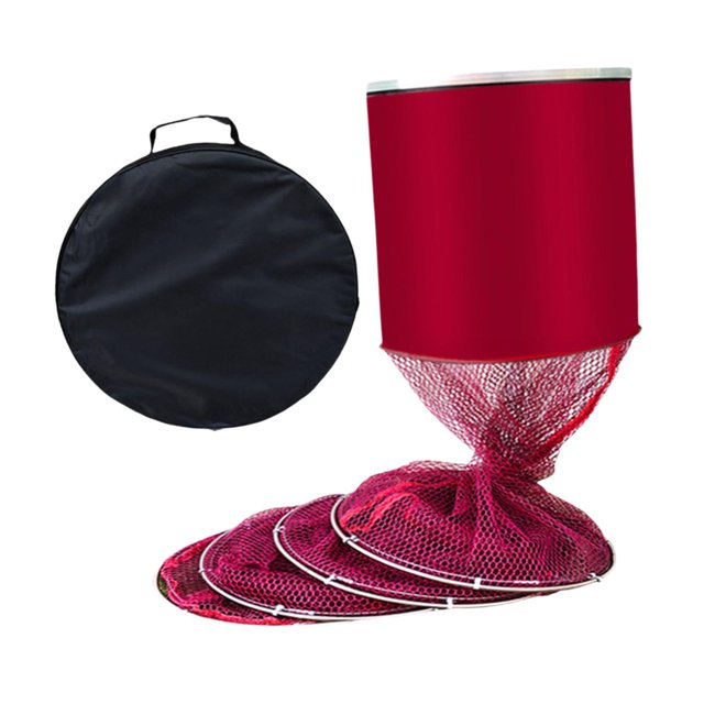 Red de pesca perfecl Impermeable 25 cm de diámetro 2 m con bolsa de lona Rojo