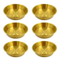 6Pcs Stainless Steel Sauce Dishes Round Seasoning, Soy Sauce Dipping Bowls 2 Oz, 4 Inch Pinch Bowls for Cooking Prep Metal, Sushi Appetizer Plates for Appetizer, Ketchup, Dessert (Gold)