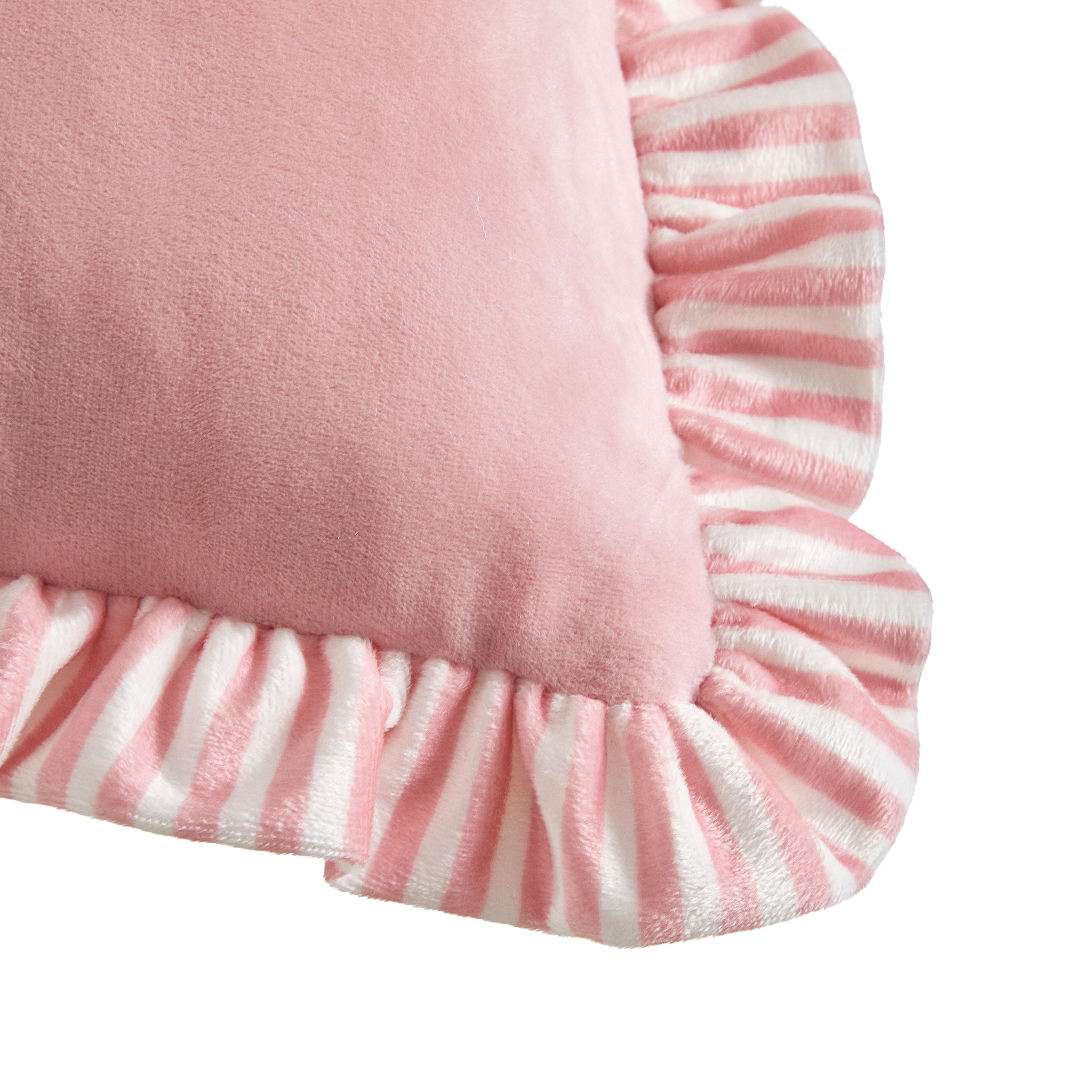 Urban Shop Petals & Pearls 16"x16" Square Printed Ruffle Decorative Pillow, Pink