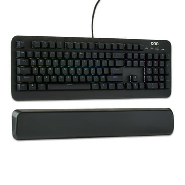 onn Gaming Mechanical Keyboard with Blue Switches, Adjustable 16.8M LED Lighting, 104 Keys, Black