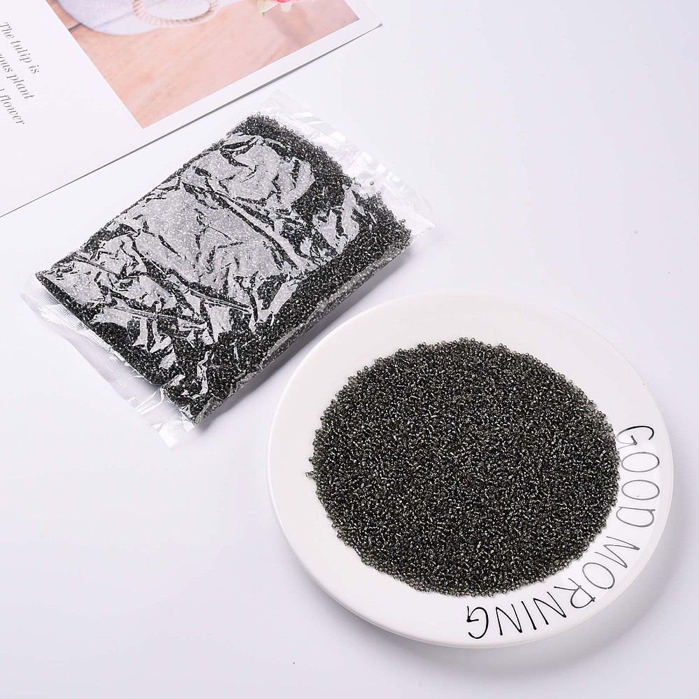 8/0 Glass Seed Beads Silver Lined Round Hole Round Light Grey 3mm Hole: 1mm about 10000 beads/pound