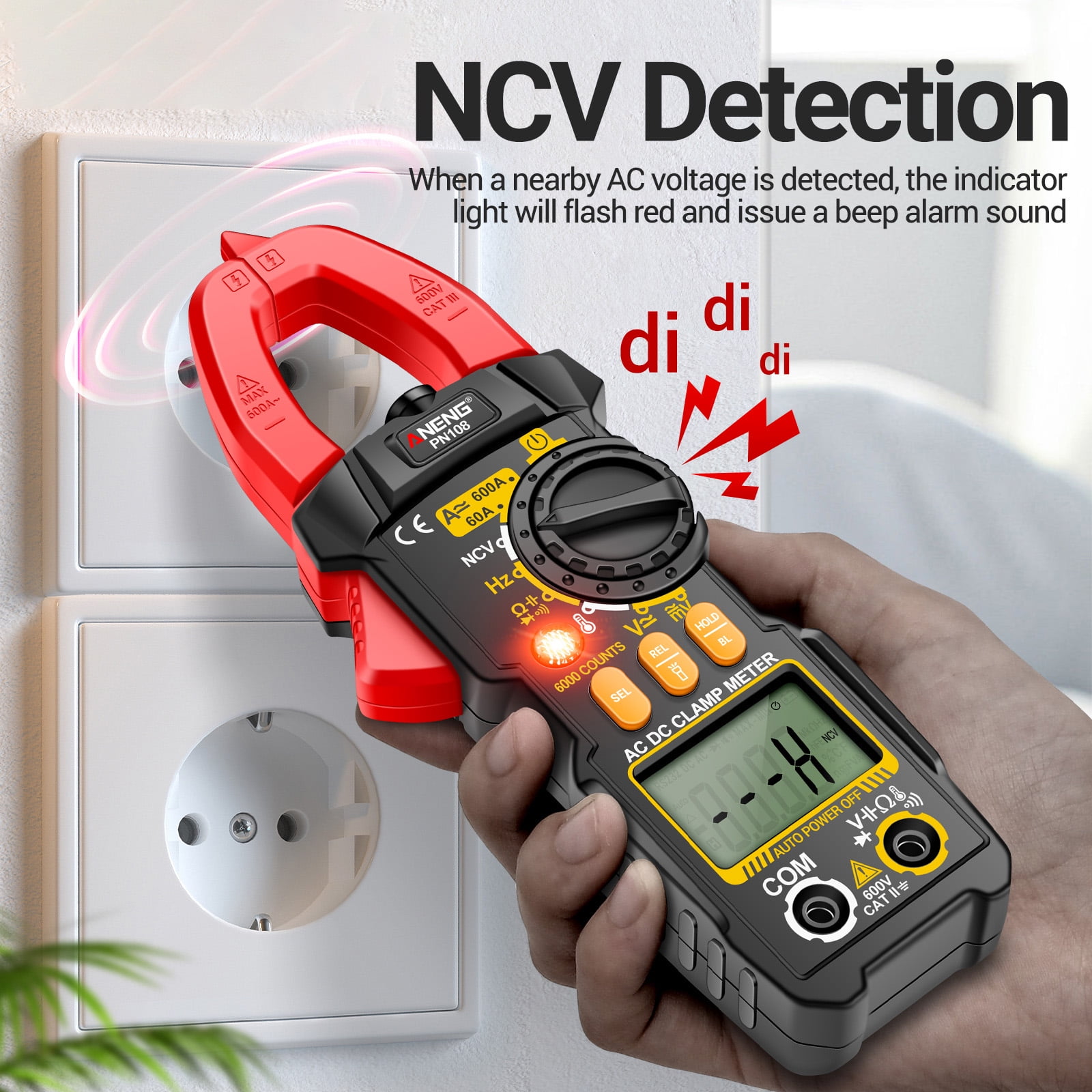 ANENG PN108 Digital Clamp Meter Voltage Current Tester Professional 6000 Counts Multimeter with LCD Display Diode Temperature Hz Ohm Capacitance Tester