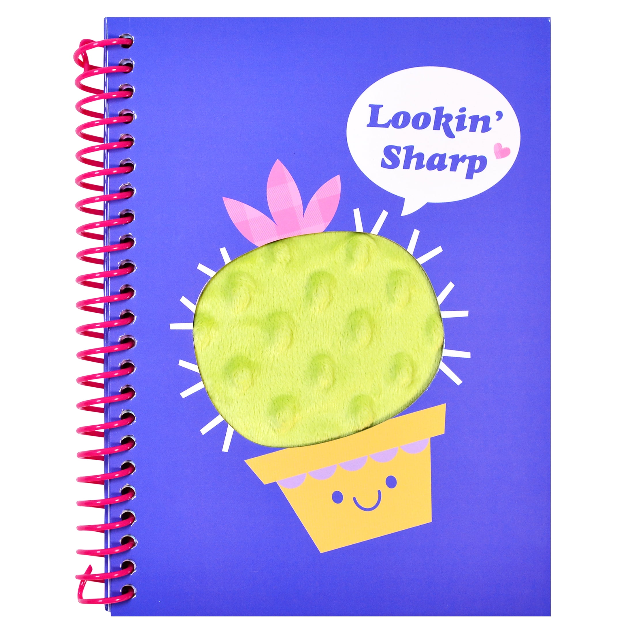 Pen + Gear Cactus Furry Fidget Journal - 120 Lined Paper Pages, 1 Sticker Sheet