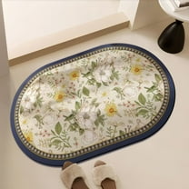 Oval Flower Bathroom Rug, Non Slip Quick Dry Flora Bath Mat, Stain Resistant  Home Decor for Bathroom, Tub Shower, Living Room, 20"x32"