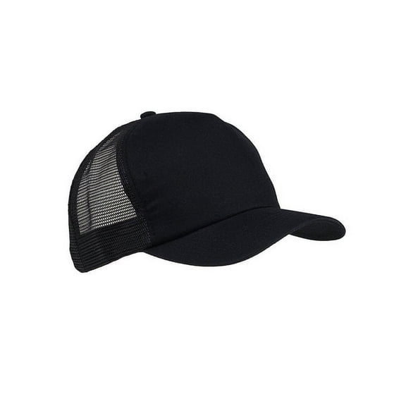 Big Accessories BX010 5-Panel Twill Trucker Cap - Black