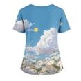 thumbnail image 4 of LHVUOA Scrubs Tops for Women Cute Kitty and Clouds Print Short Sleeve Nurse Working Uniforms Cartoon Pattern Tops with Pockets, 4 of 4