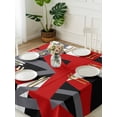 thumbnail image 3 of Red Black Geometric Suqare Tablecloth - 60 x 60 Inch, Modern Art Abstract Grey Line Waterproof & StainResistant Tablecloth, Washable Oil-proof Table Cover for Dining/Party/Wedding/Camping/Buffet, 3 of 9