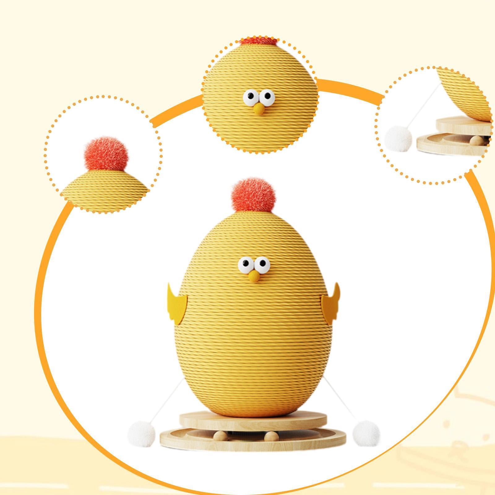 CarpNettore Cat Scratching Post Chick Cat Scratcher Toy Pet Furniture Interactive Ball Track yellow