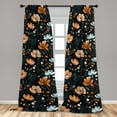 thumbnail image 4 of Ambesonne Floral Curtains, Vintage Flowers Exotic Leaf, Pair of 28"x63", Amber Teal Pale Seafoam, 4 of 5