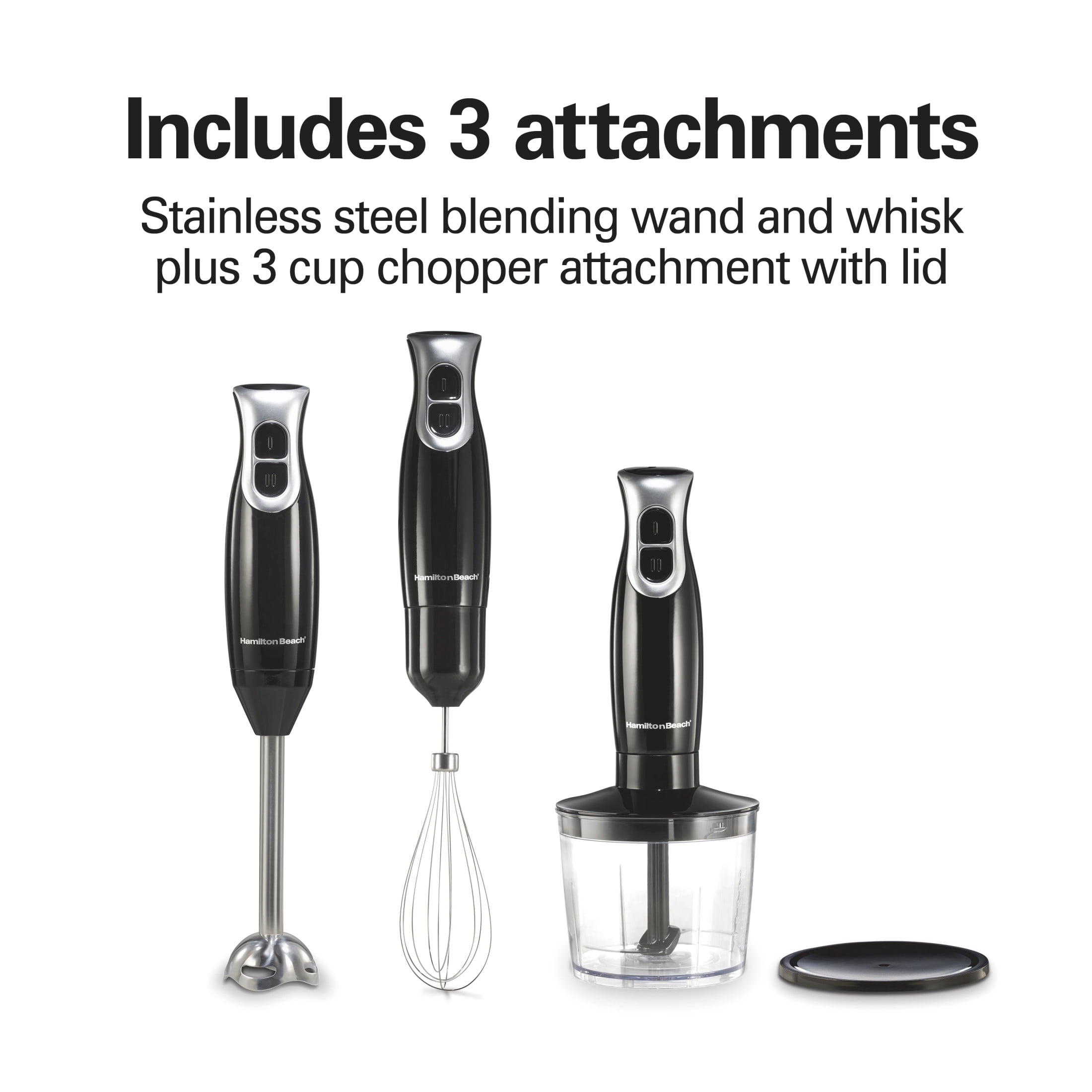 Hamilton Beach Immersion Hand Blender for Kitchen with Blending Wand, Whisk & Chopping Bowl, Black
