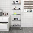 thumbnail image 2 of YRLLENSDAN 5 Tiers Wire Shelving Unit, High Adjustable Standing Shelves, 750 LBS Heavy Duty Storage Rack for Restaurant Garage Pantry Kitchen, Chrome, 16.7" L×11.8" W×47.6" H, 2 of 7