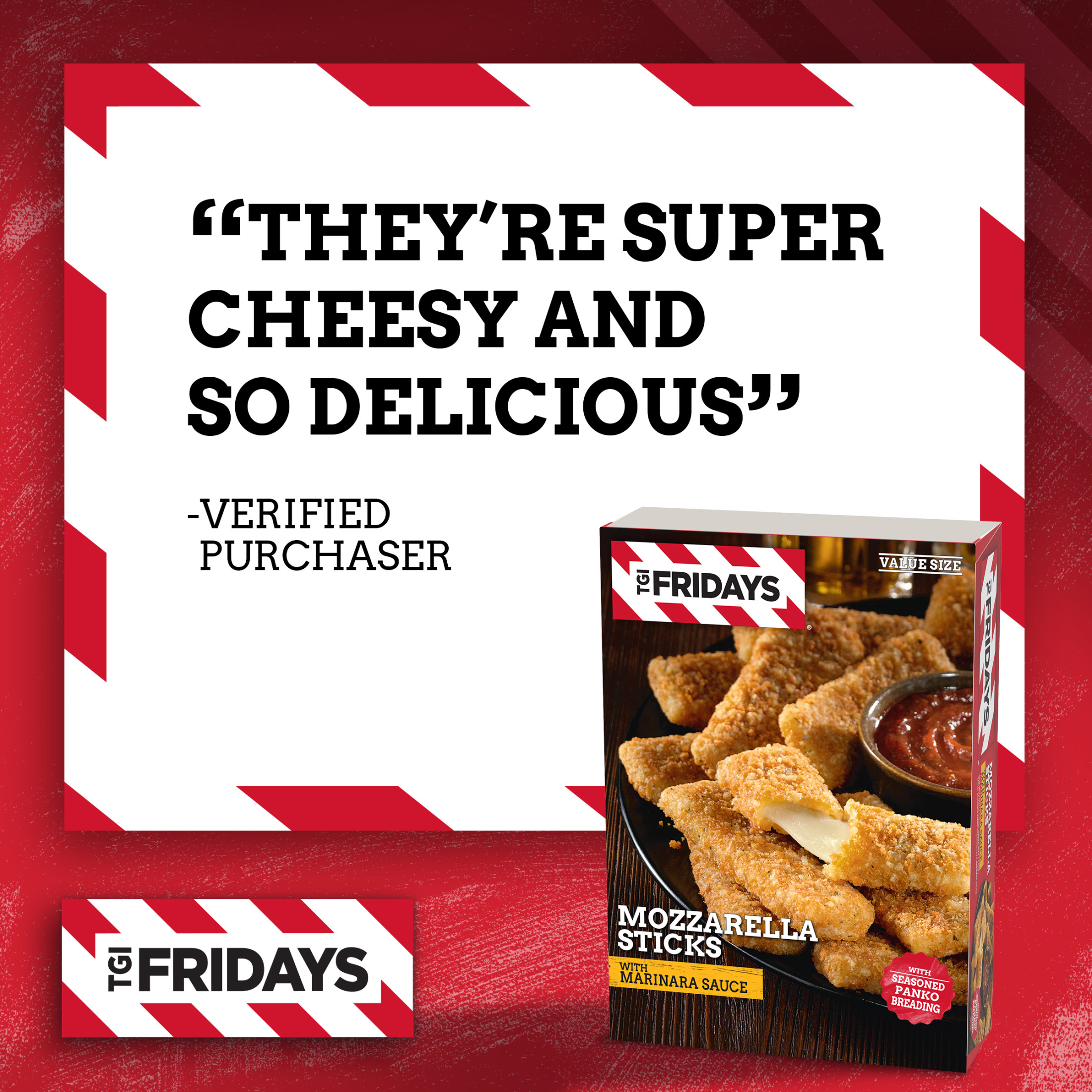 TGI Fridays Mozzarella Sticks Value Size Frozen Snacks with Marinara Sauce, 30 oz Box