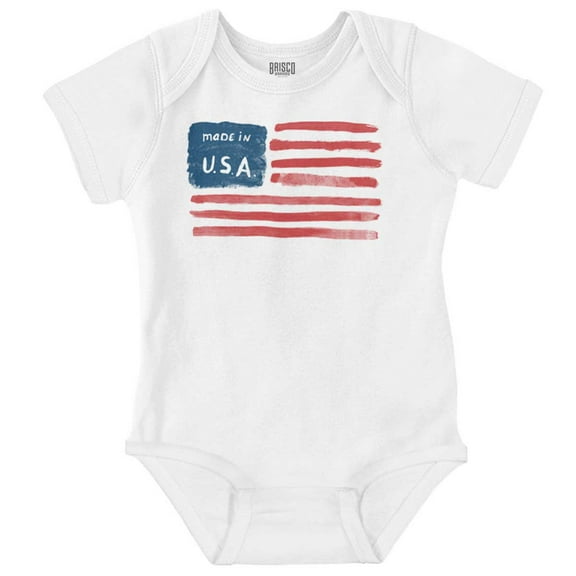 Made in USA American Flag Watercolor Romper Boys or Girls Infant Baby Brisco Brands 24M