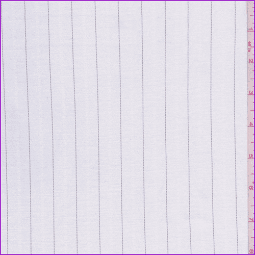 White Pinstripe Sateen Suiting, Fabric By the Yard