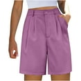thumbnail image 2 of Luxalzxs Trouser Shorts for Women Knee Length Trendy Summer Dressy High Waisted Pleated Business Casual Work Shorts with Pockets, 2 of 3