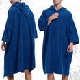 thumbnail image 2 of successthop Mens Hooded Bathrobe Fuzzy Long Sleeves Bathrobe Knee Sleepwear with Pockets After Bath Winter Loungewear, 2 of 6