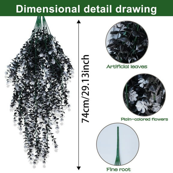 AuroraX Artificial Flower Garland for Hanging Decoration,Thanksgiving,Baby'S Breath Christmas Floral Garland,2 Ft Vines,for Wedding,Festival Decor,Wall Decoration,Black