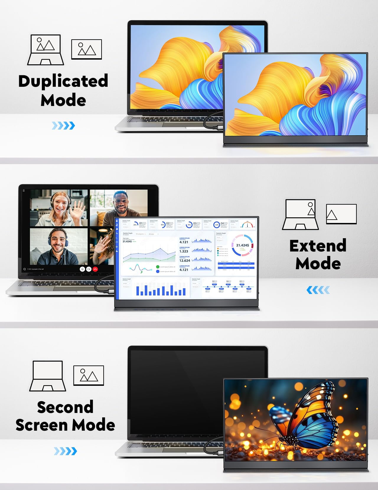 SZORZY 15.6" Portable Monitor Zero Frame, Ultra Slim 1080P FHD 100% sRGB IPS Display, Plug & Play Second Screen for Windows Mac Android Switch PS5