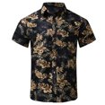 thumbnail image 2 of Camisas Deportivas Hombre Top de camisa de manga corta con solapa y hebilla de impresión digital 3D de y ocio para hombre (Black, L), 2 of 7
